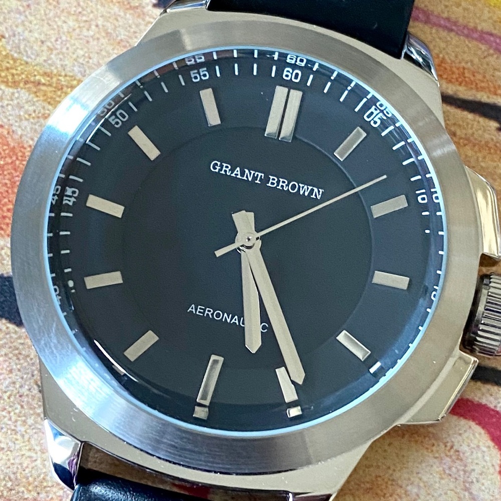 Grant Brown watch (black leather)